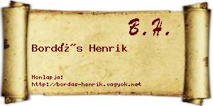 Bordás Henrik névjegykártya