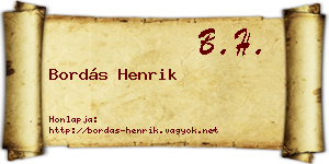 Bordás Henrik névjegykártya